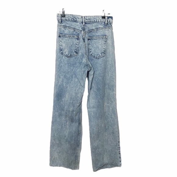 lioness STONE LIGHT WASH HIGH RISE WIDE LEG DISTRESSED RAW HEM JEANS - S - Picture 2 of 10